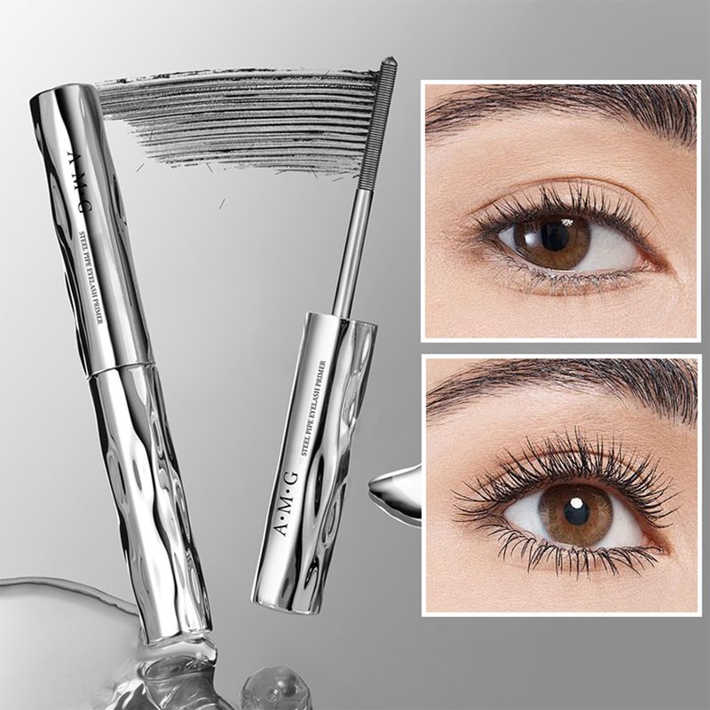 Iron Wand Mascara - Waterproof Tubular Eyelash Primer for Long Curling | Black, Brushless Formula