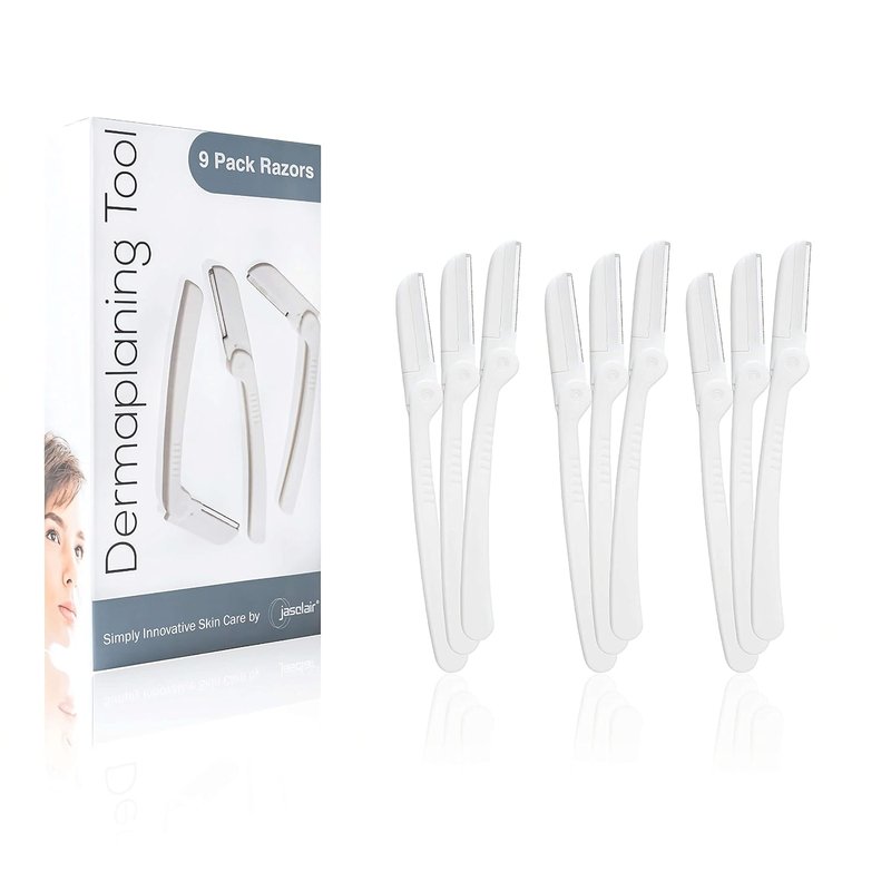 Jasclair Dermaplaning Razor | 9 Count Face Razors for Women - Gentle Exfoliation & Peach Fuzz Removal