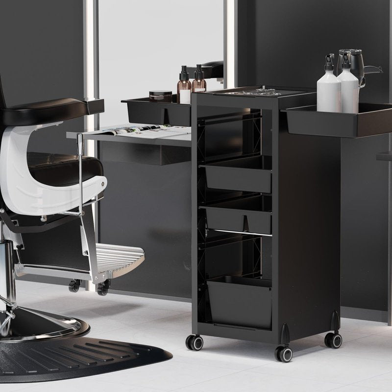 OmySalon Salon Trolley Cart with Wheels & 6 Drawers, Hair Cart Organizer for Stylist Hairdresser, Salon Cabinet Station for Barbershop Beauty Spa