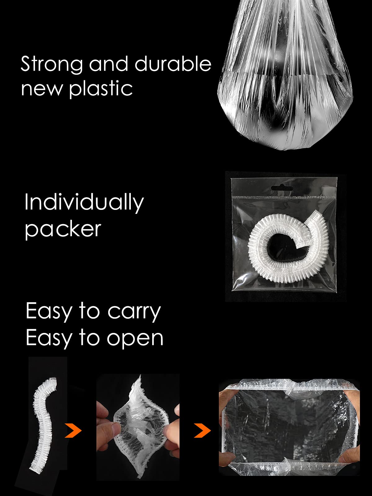 100Pcs XXL Oversized Disposable Plastic Shower Cap for Long Braids, Dreadlocks & Locs - Big Plastic Shower Cap for Black Women's Hair Treatment