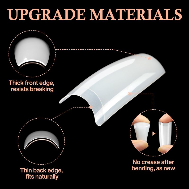 Luckyfairy 504PCS Half Cover False Nails Tips Acrylic Nail Tips Artificial False Nails Lady French Style Tip Acrylic Fake Nails For Nail Extensions Art Salon Home DIY