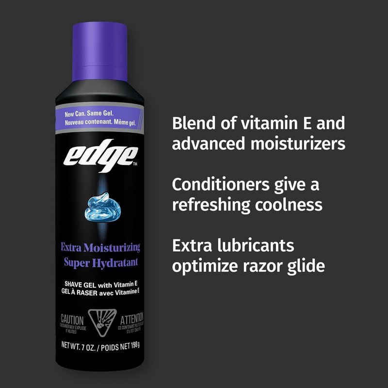Edge Shaving Gel for Men - Extra Moisturizing Formula with Vitamin E | 6 Pack for Soothing and Irritation-Free Shaving