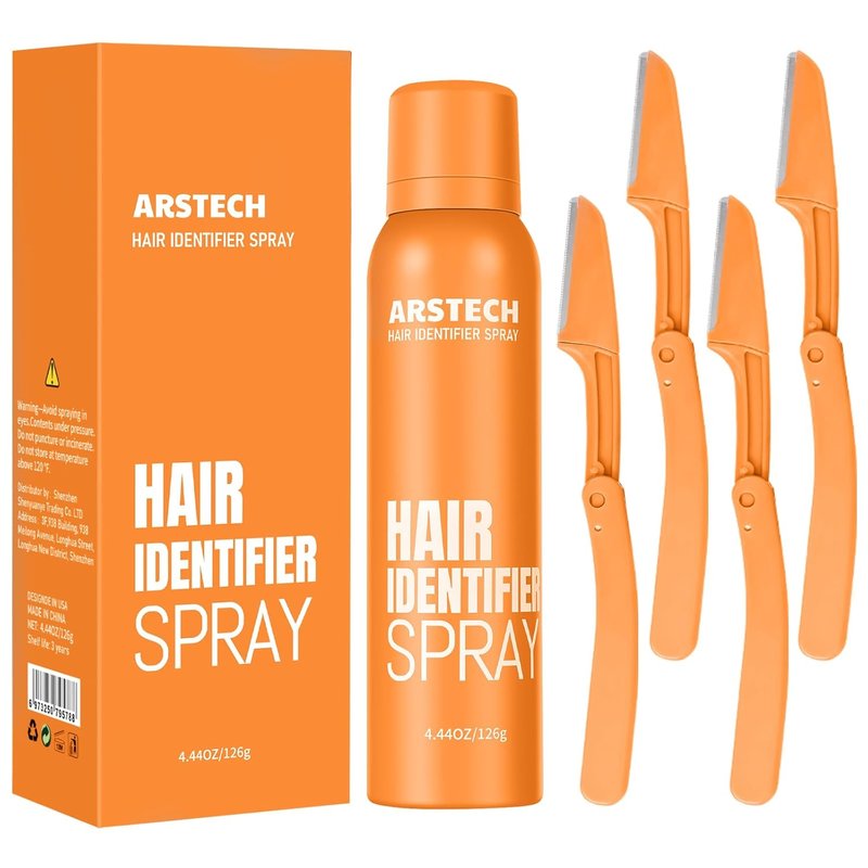 Hair Identifier Spray - Dermaplaning Tool for Women | Face Shaving & Hair Removal Kit with 4 Razors