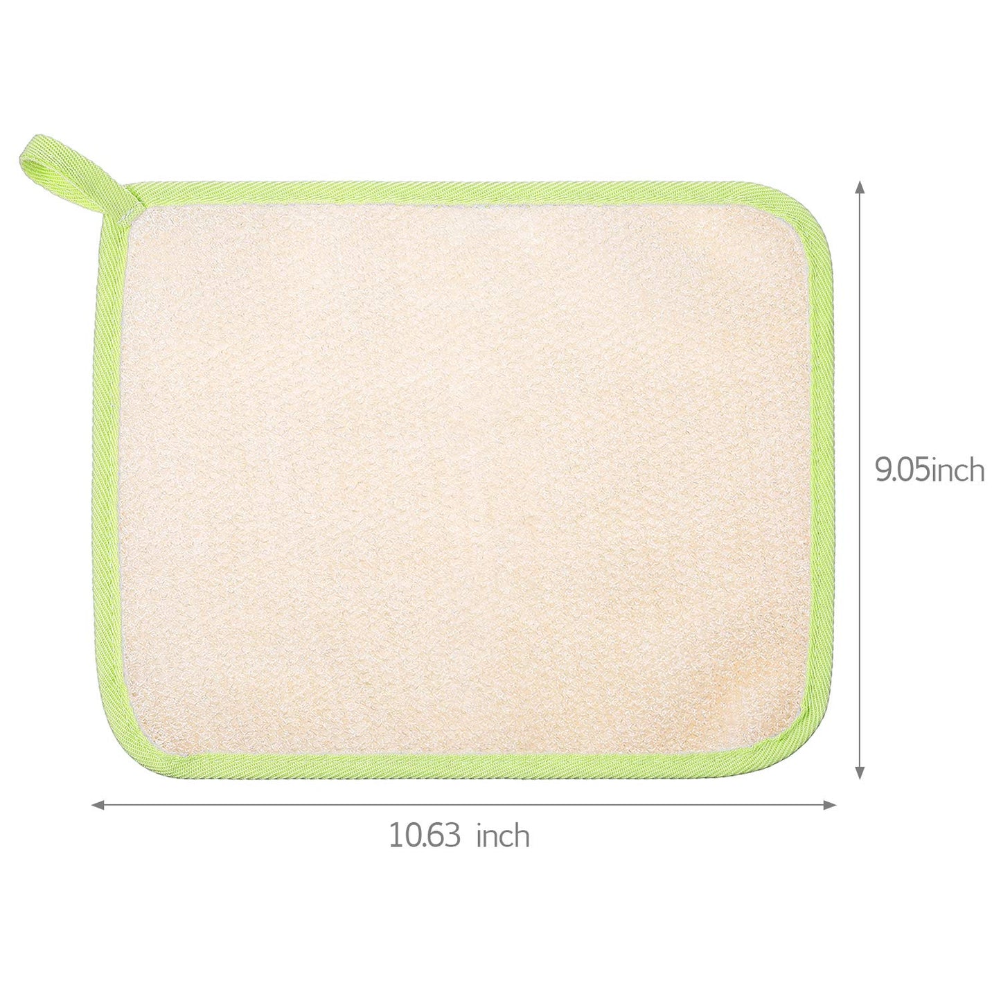 Tatuo 5 Pcs Exfoliating Face and Body Wash Cloths Towel Weave Bath Exfoliating Scrub Massage Bath Cloth for Women and Men, 10.23 x 8.66 Inch(Green Edge)
