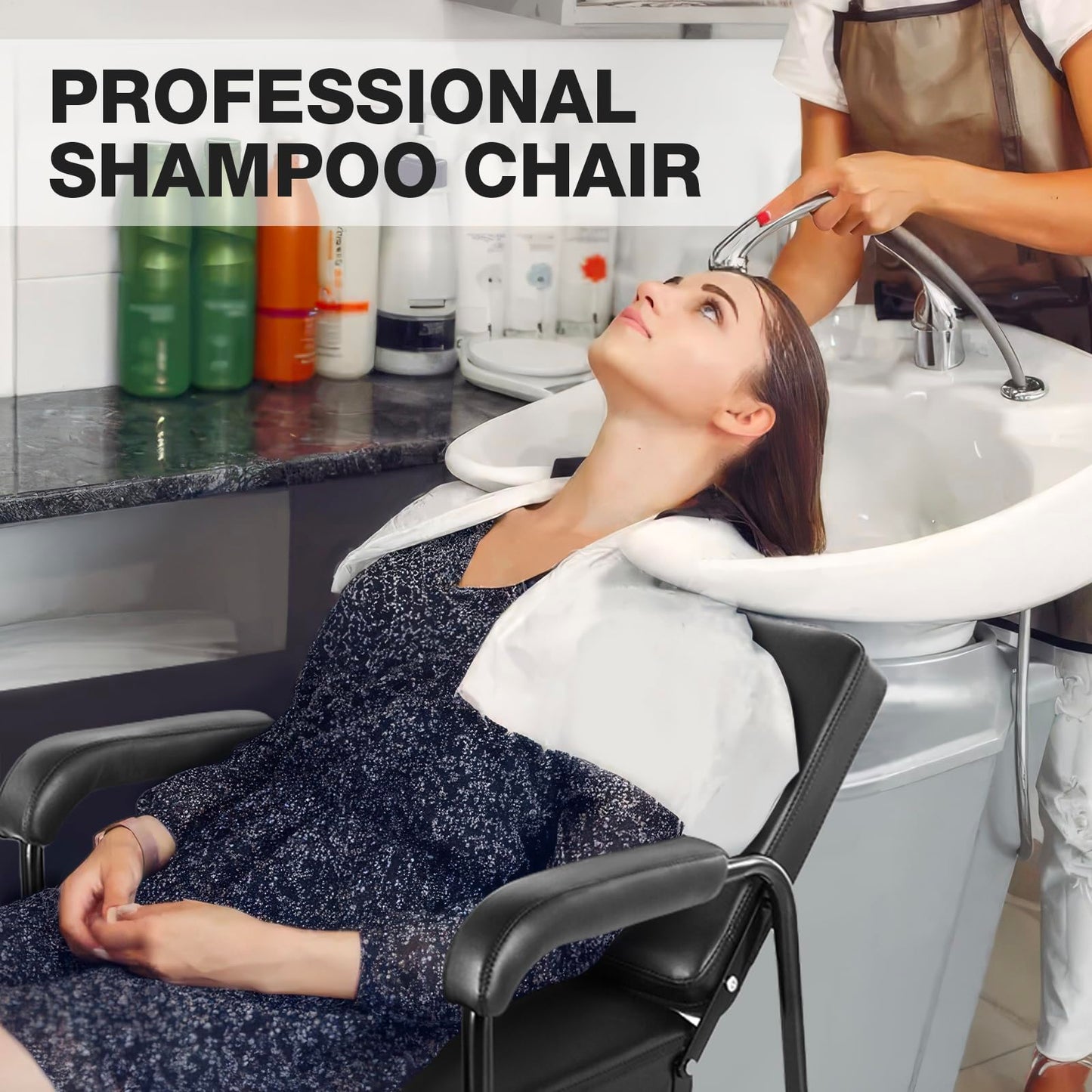 WINEDYOUNG Shampoo Chairs Reclining Shampoo Chairs for Salon Barber Chair Hair Stylist Chair Auto Recline Salon Chair Spa Beauty Equipment for Hair Stylists, Tattoo Artists, Cosmetologists