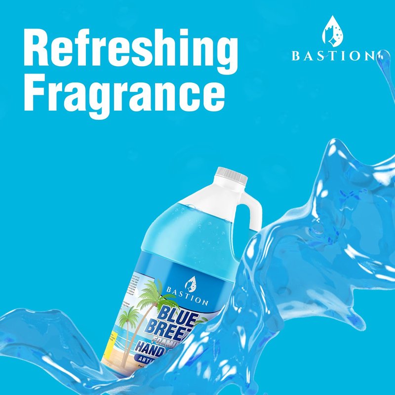 Bastion Blue Breeze Antibacterial Foaming Hand Soap - 1 Gallon Bulk Refill | Rich Lather & Moisturizing Formula