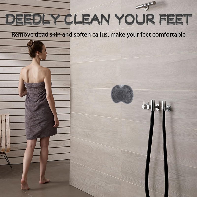 Shower Foot Scrubber, Wall Mounted Bath Massage Pad, Back Scrubber Back with Non Slip Suction Cups to Improve Circulation, Soothe Achy Feet (Grey)