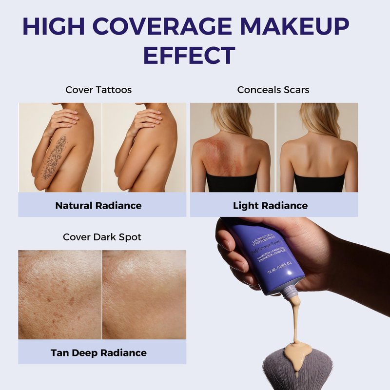 Body Coverage Perfector, Tattoo Cover Up Uneven Skin Blemishes Scars Veins Bring Natural Glow with 24Hr Long Lasting, Full Coverage Sweatproof No Transfer Concealer for Leg Face Body 2.5 oz, 01 Light