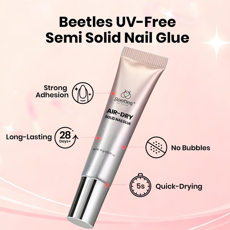 Beetles Super Strong Nail Glue 10g for Press On Nails, No Uv Lamp Needed, Quick Drying, Long Lasting, Easy Control Semi Solid Nail Glue for False Acrylic Nails