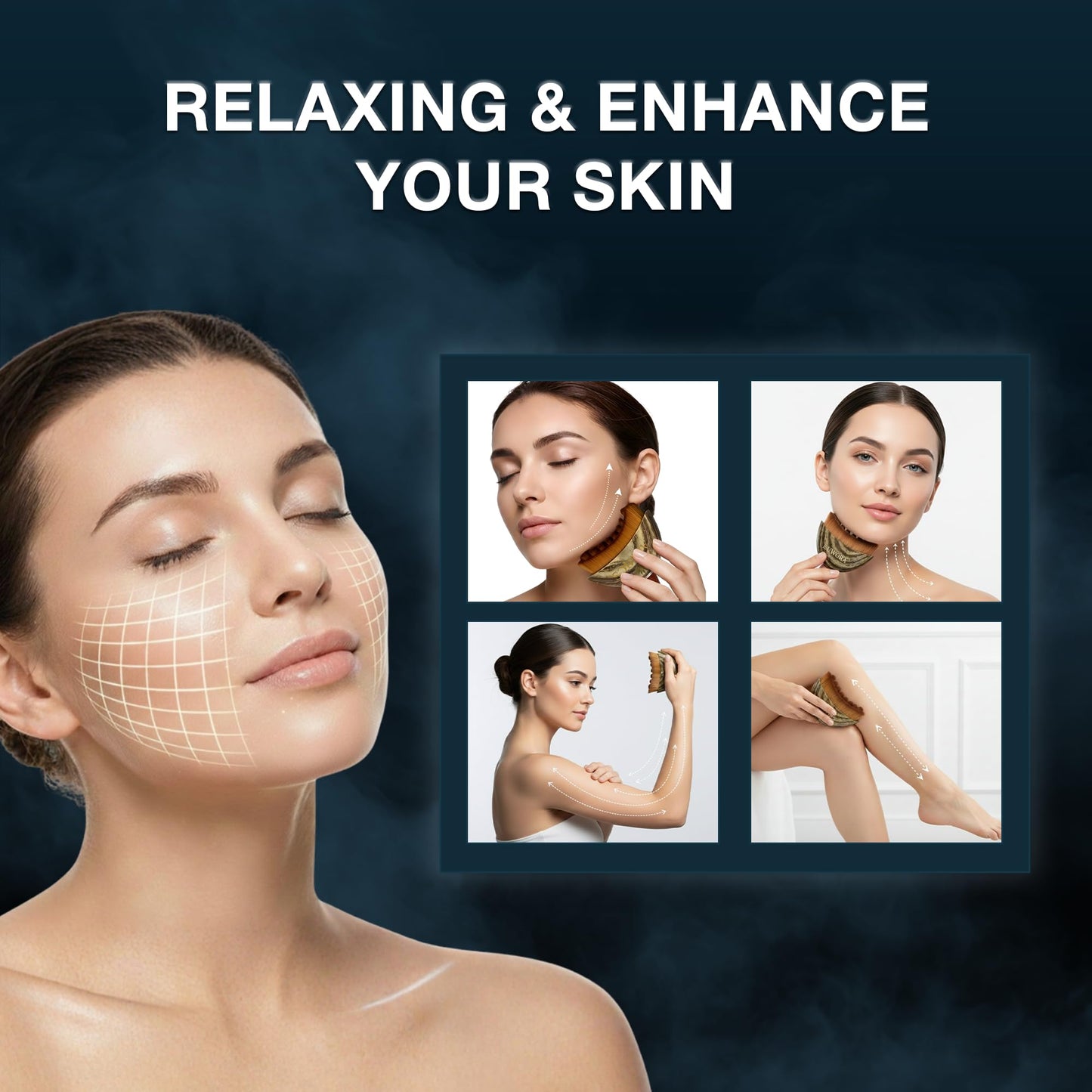 Almics Lymphatic Contour Face Brush, Lymphatic Drainage Massager for Face, Chin & Jawline Sculpting, Dry Brushing Tool to Reduce Puffiness, Ergonomic Design for Anti-Swelling & Fatigue Relief
