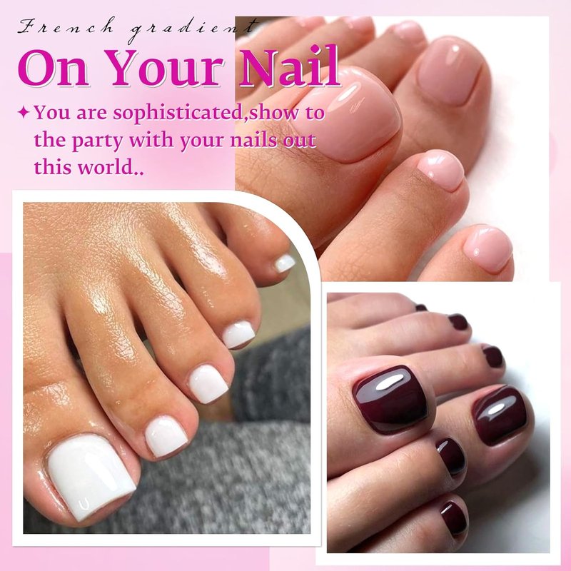 Press On Toenails for Women - 576pc Short Square Acrylic Fake Toenails with Glue Tabs | Easy Application