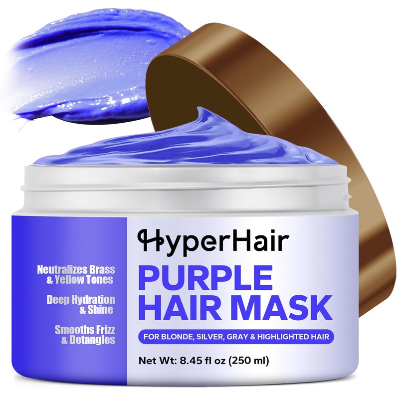HyperHair Purple Hair Mask (8.45 Fl Oz), Purple Conditioner for Bleached Women & Men, Toner for Blonde Hairs, Deep Conditioning Hair Mask for Neutralizing Brass & Yellow Tones