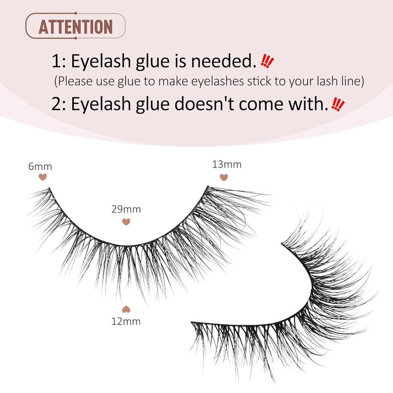 Onlyall Natural Lashes - Wispy False Eyelashes for a Soft, Fluffy Look | 7 Pairs, 6-13MM