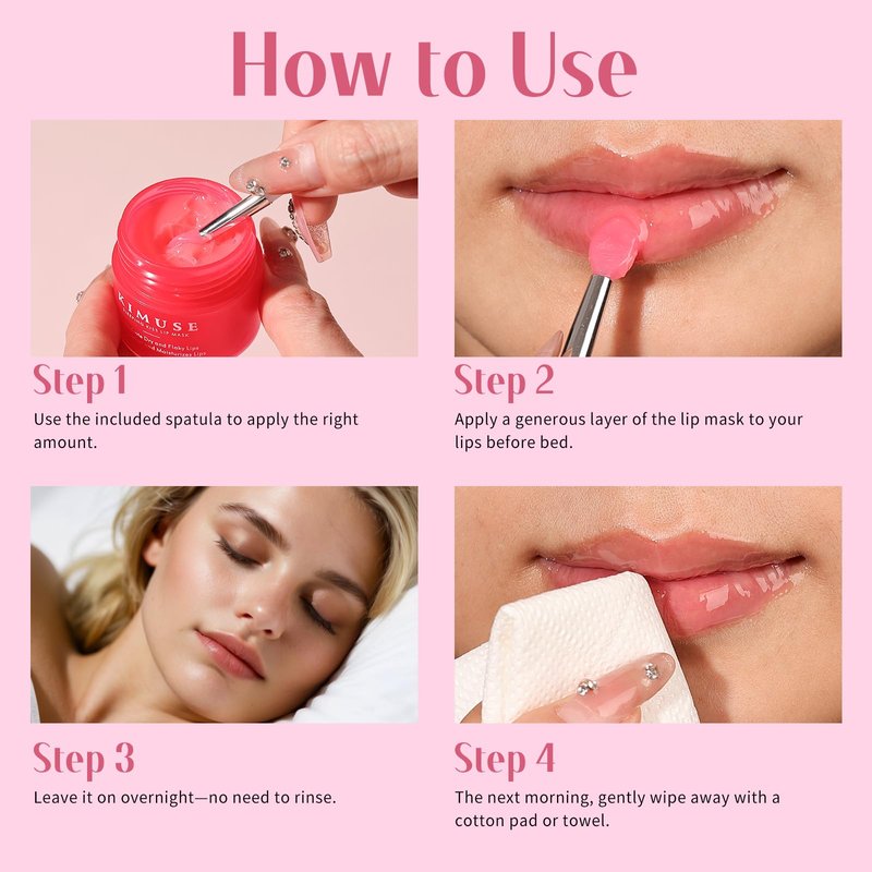 KIMUSE Lip Mask Set, Lip Sleeping Mask, Overnight Lip Treatment for Dry Lip, Flaky, Moisturizing, Vitamin C, Shea Butter & Antioxidants