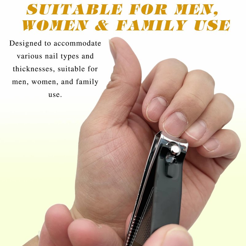 Black 2PCS Large Nail Clippers Set – Premium Stainless Steel Curved Blade Fingernail & Toenail Trimmers