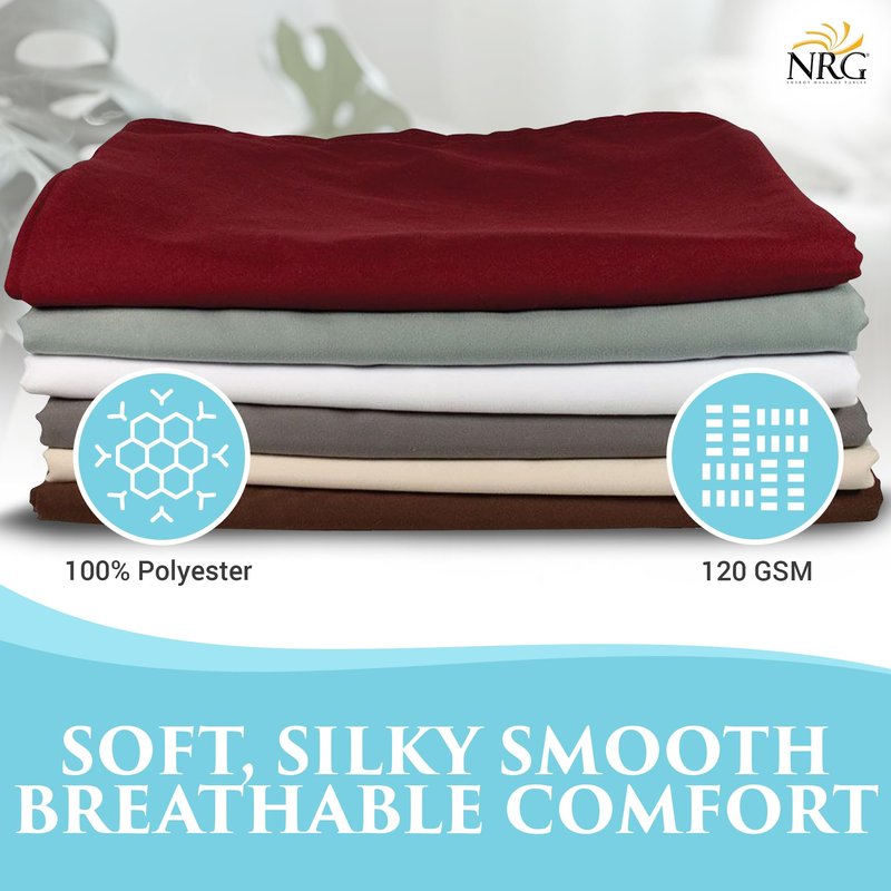 Premium Microfiber 3 Piece Massage Sheet Set by NRG - Includes Massage Table Flat Sheet, Fitted Sheet and Face Rest Cover - 100% Double Brushed Polyester, Soft as Silk - 120 GSM - Color Dark Chocolate