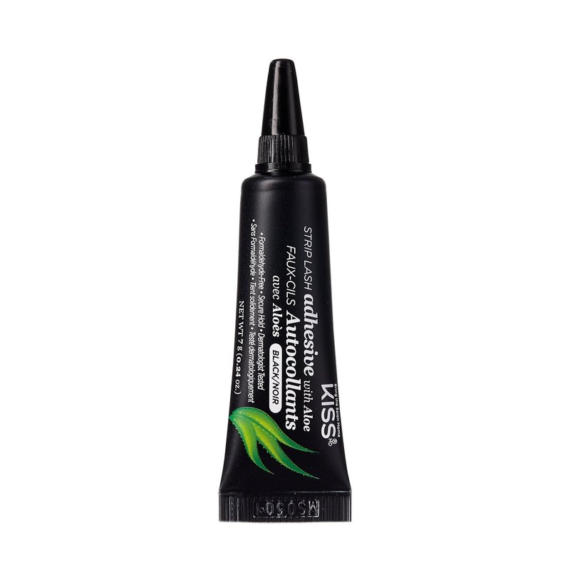 KISS Black Strip Lash Adhesive - Aloe Infused, Dermatologist Tested, 0.24 Oz | Latex Free, Secure Hold