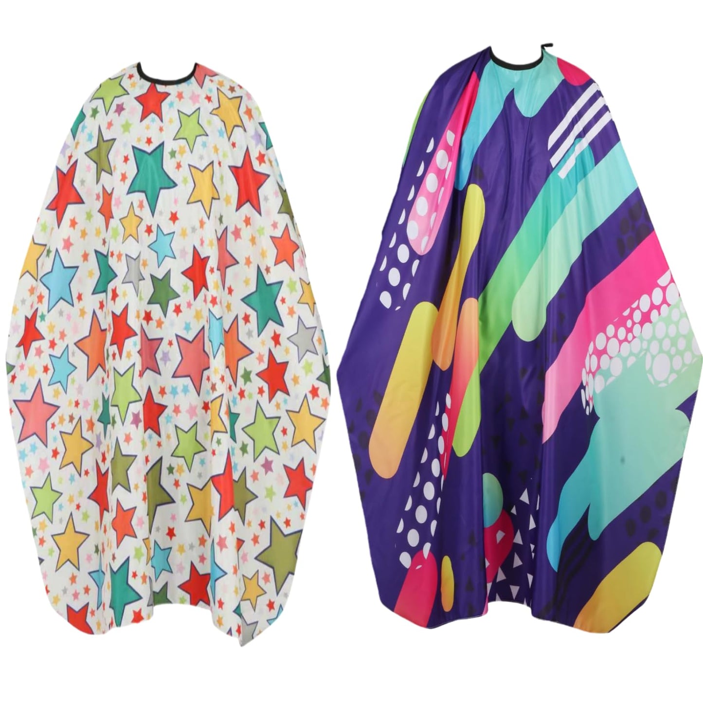 YELEGI Professional Hair Cutting Cape(2Pcs), Salon Barber Cape with Adjustable Snap Closure, Waterproof Hair Dye Color Cape Hair dressing stylist apron (Star & Colorful)