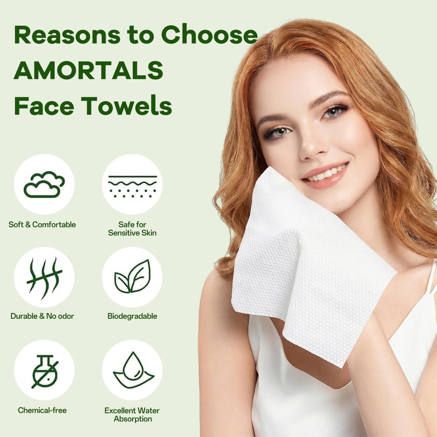 180 Count Disposable Face Towels, Ultra Soft Thick Biodegradable Facial Towels for Sensitive Skin, Lint-Free Makeup Remover Dry Wipes, Multi-Purpose Cleansing Towelettes