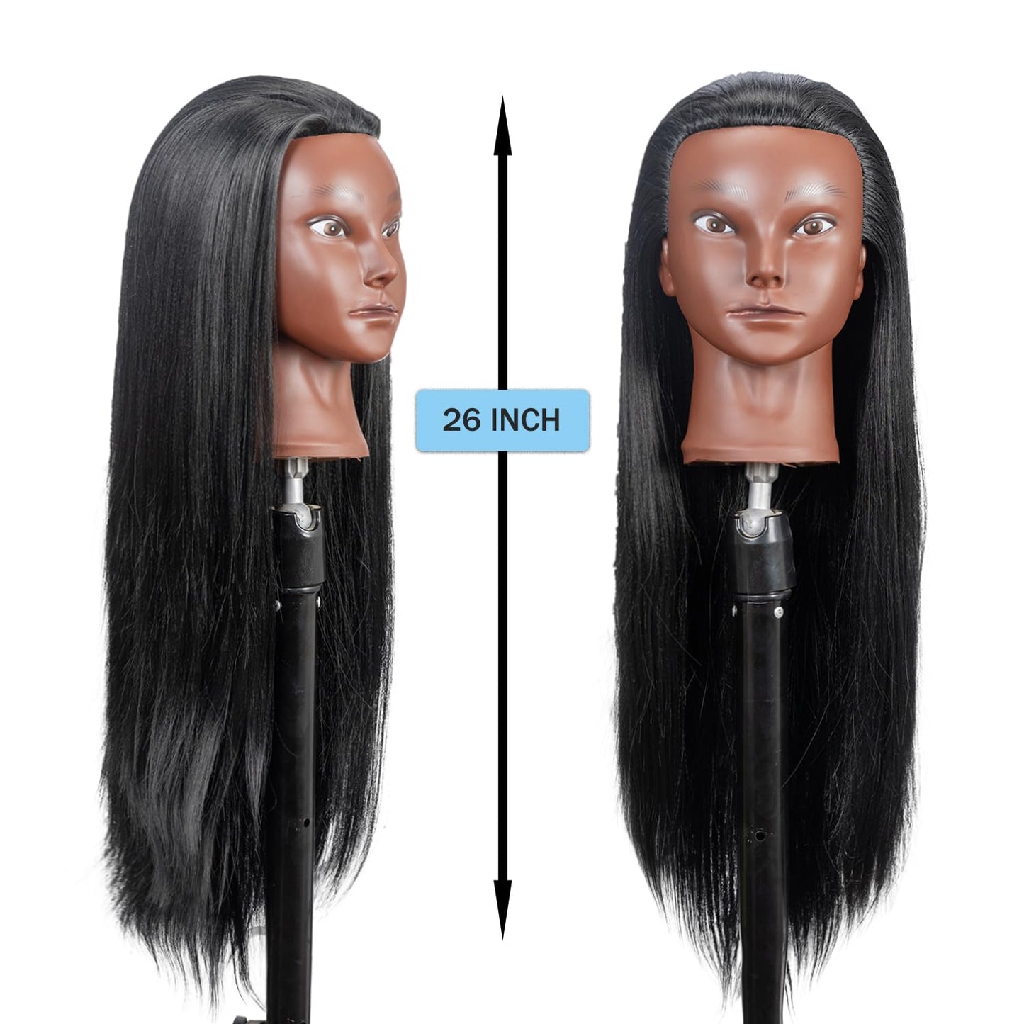 Skiennix Training Head - 26"-28" Mannequin Head for Hair Styling & Braiding Practice with Clamp Holder