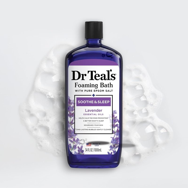 Dr Teal's Foaming Bath - Pure Epsom Salt for Soothe & Sleep | Lavender, 34 fl oz (Pack of 2)