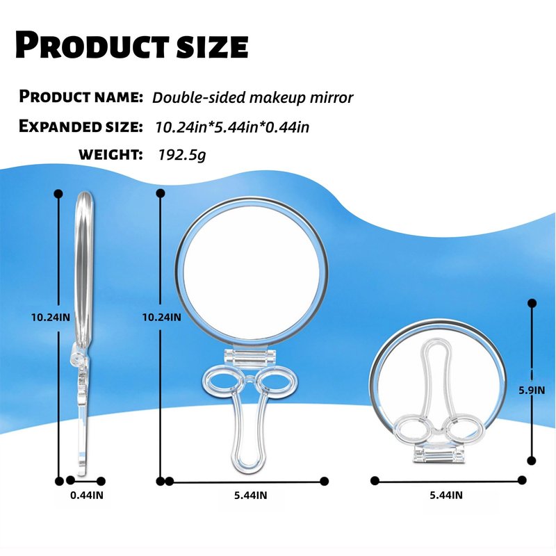 Double-Sided Magnifying Handheld Mirror, 1X & 15X Magnification, Folding Travel Makeup Mirror with Adjustable Rotation, Portable Vanity Desk & Hand Mirror