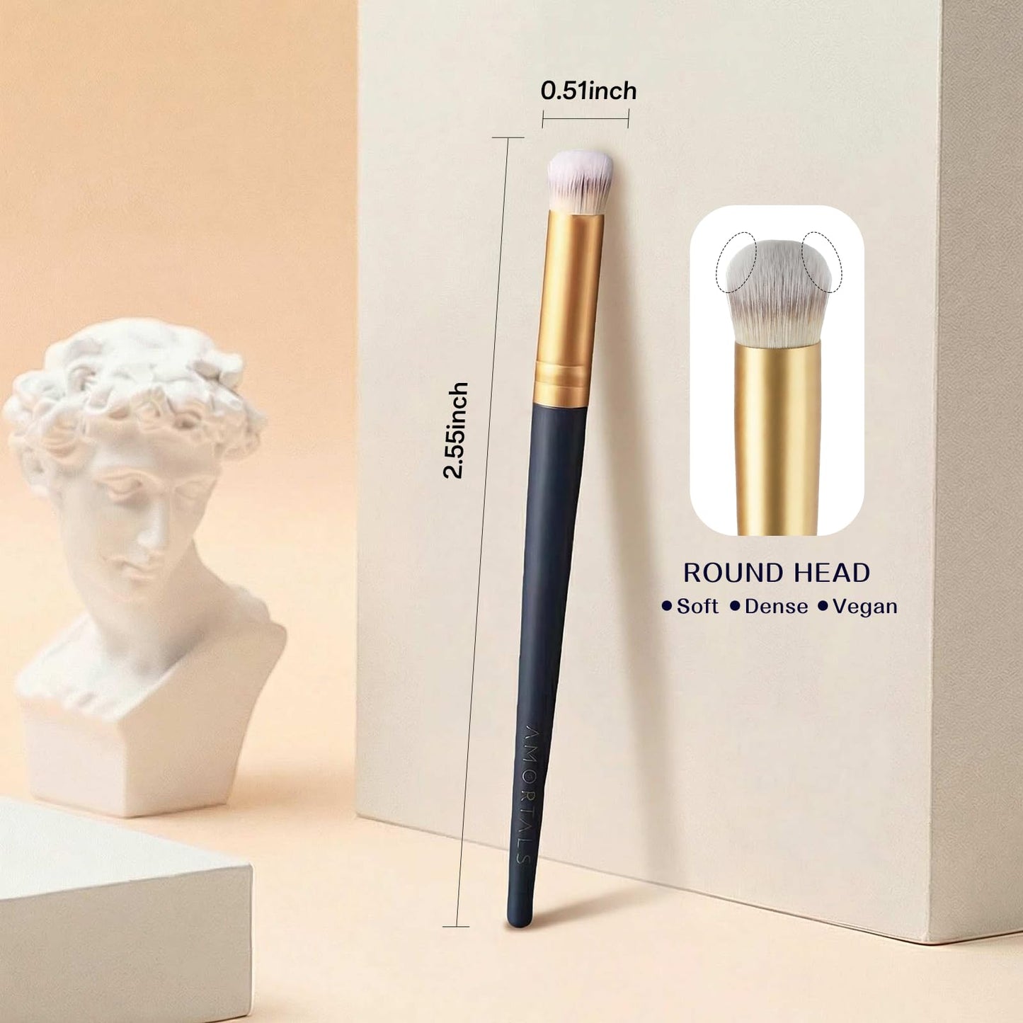 Under Eye Concealer Brush, Precision Round Head Makeup Brush for Dark Circles, Blemishes & Tear Troughs, Seamless Blending with Premium Synthetic Bristles