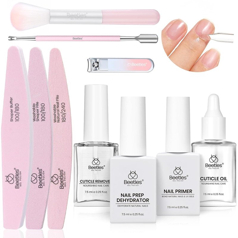 Beetles Nail Prep Kit - Dehydrator, Primer & Cuticle Oil | 4PCS 7.5ML Manicure Tools Set