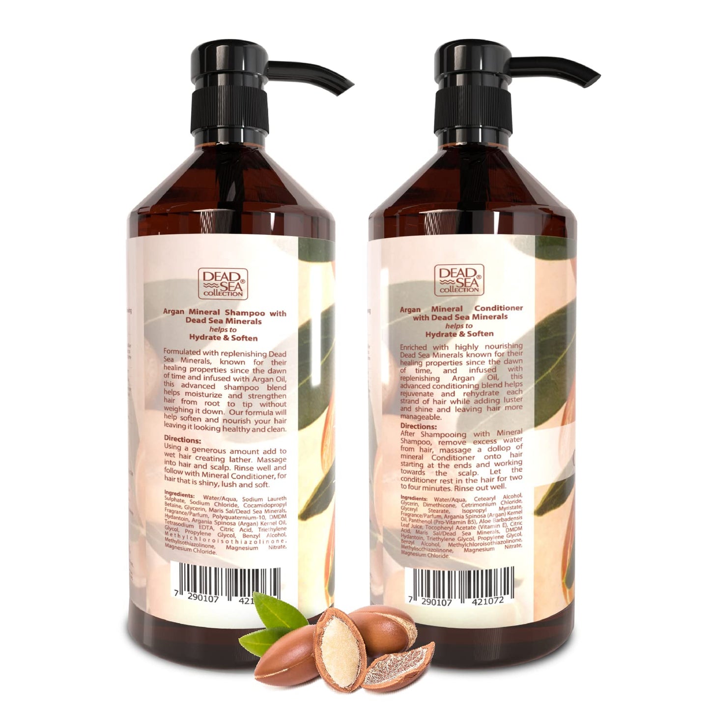 Dead Sea Collection Shampoo and Conditioner Set with Keratin – Hydrating Softening Hair Products with Dead Sea Minerals for All Hair Types – Set of 2 Bottles (33.8 & 30.6 Fl. Oz.)
