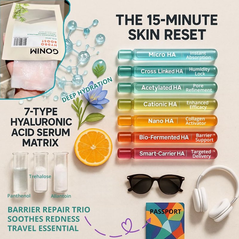GONIM Face Mask Korean Skin Care with Hyaluronic Acid Serum, Collagen Activation, Vitamin C-Face Masks Skincare Hydration, Moisturizing Sheet Mask, Travel Essentials, Korean Face Mask 30ml x5pcs