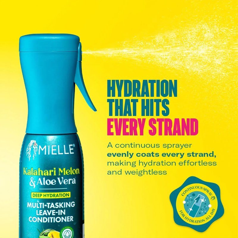 Mielle Organics Kalahari Melon & Aloe Vera Leave-In Conditioner Spray - 3-in-1 Detangler, Curl Refresher & Moisturizer for Dry, Curly Hair | 6.7 Ounce