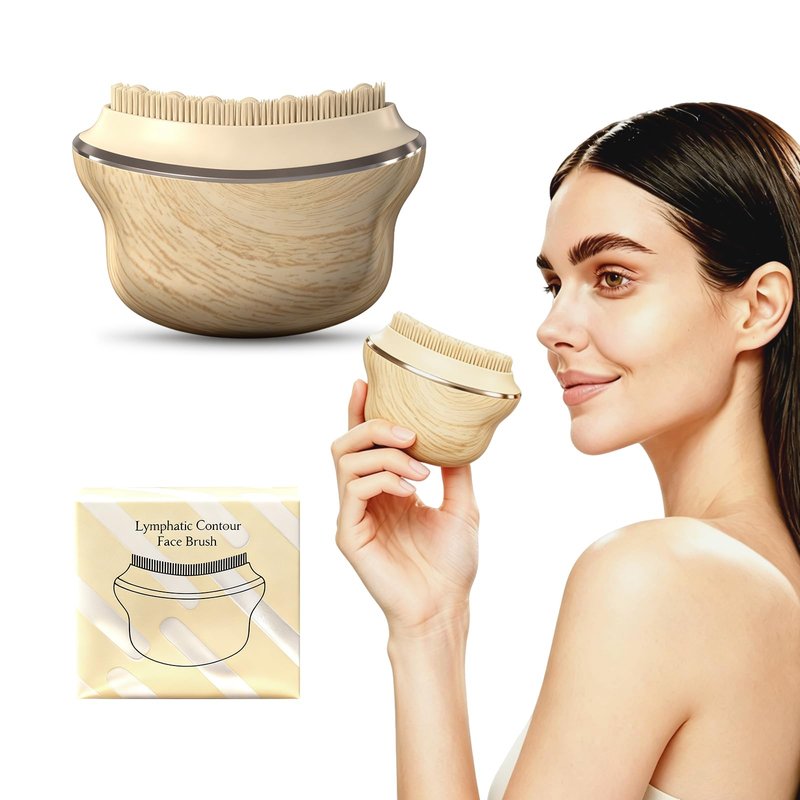 Lymphatic Contour Face Brush,Lymphatic Drainage Brush,Lymphatic Drainage Massager for Face –Ergonomically Designed to Fit The Skin Precisely- Improves Skin Glow & Absorption (Wood Grain)
