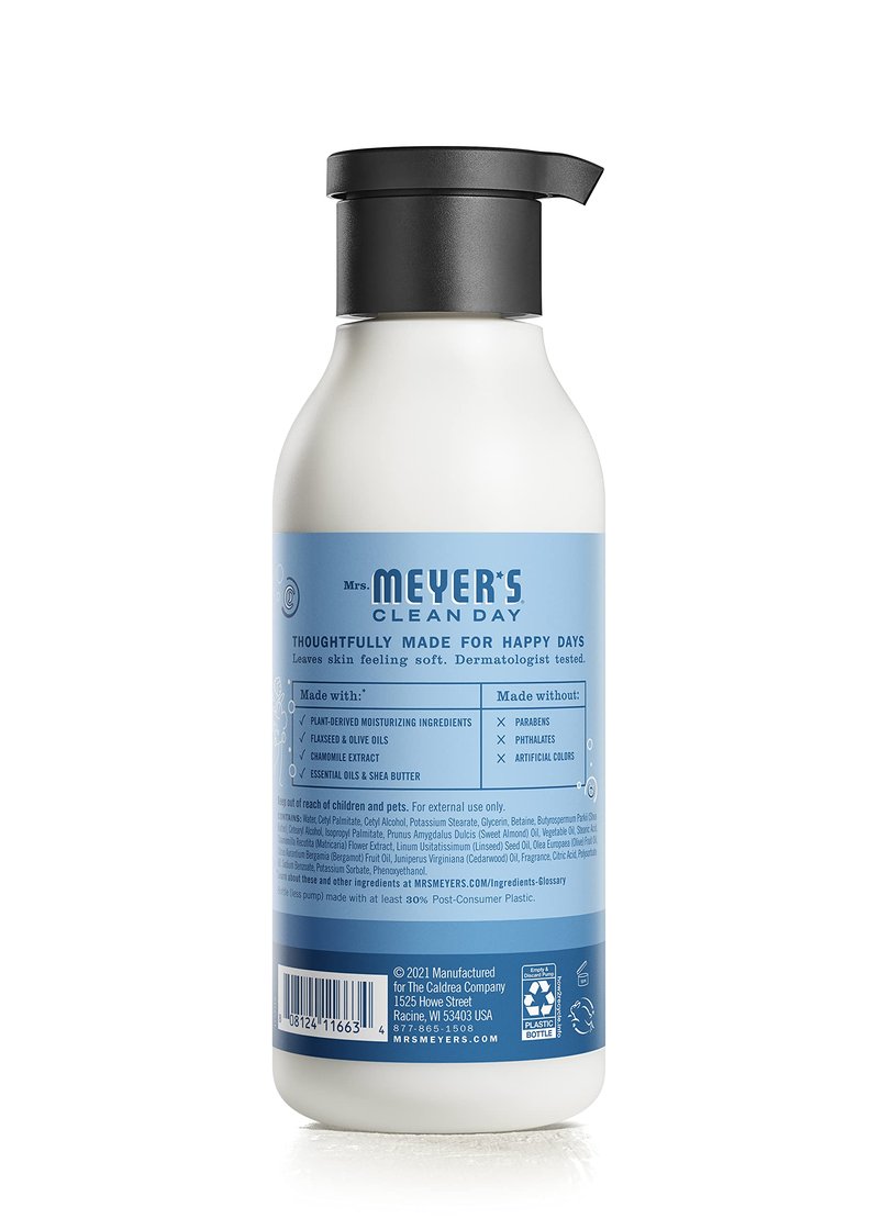 MRS. MEYER'S CLEAN DAY Body Lotion for Dry Skin, Non-Greasy Moisturizer Made with Essential Oils, Rain Water, 15.5 oz