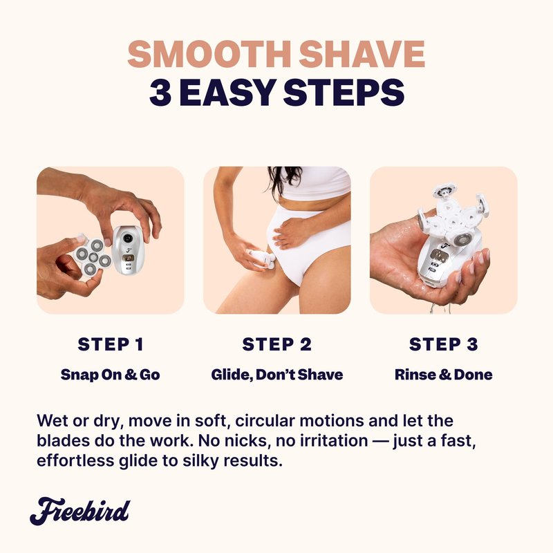 Freebird FlexSeries Electric Razor for Women - Silk Smooth Legs, Body Hair, & Pubic Shaver - for Private Area, Sensitive Skin, Bikini Trimmer