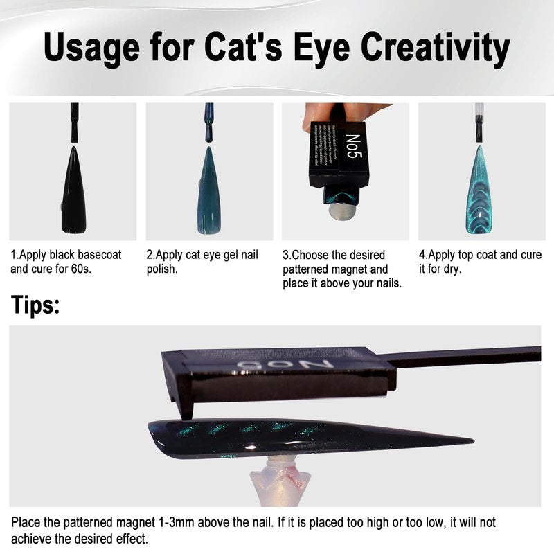 Allstarry Cat Eye Magnet for Nails, Double-head Strong Nail Magnet Stick Magnet for Nails Flower Design Cat Eye Magnet Pen Plate Wand Board Nail Magnets for Nail Art Cat Eye Gel Nail Polish
