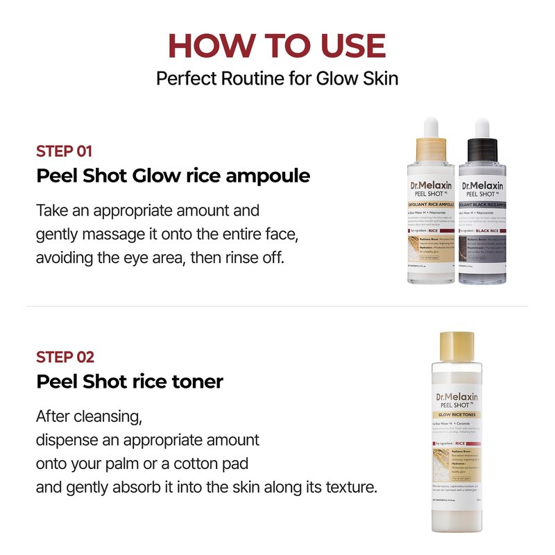 Dr.Melaxin Peel Shot Glow Rice Toner with Rice Extract & Ceramides, Hydrating & Skin Refining Face Toner for Glass Skin, Liposome Oil for Deep Moisture & Barrier Care, Korean Skincare, 6.76 fl.oz