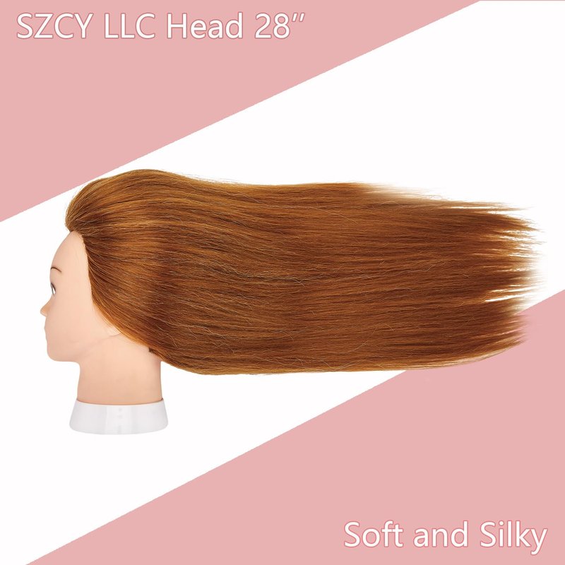 Mannequin Head - 80% Human Hair Cosmetology Training Tool | 28'' Doll Head for Hairdressers