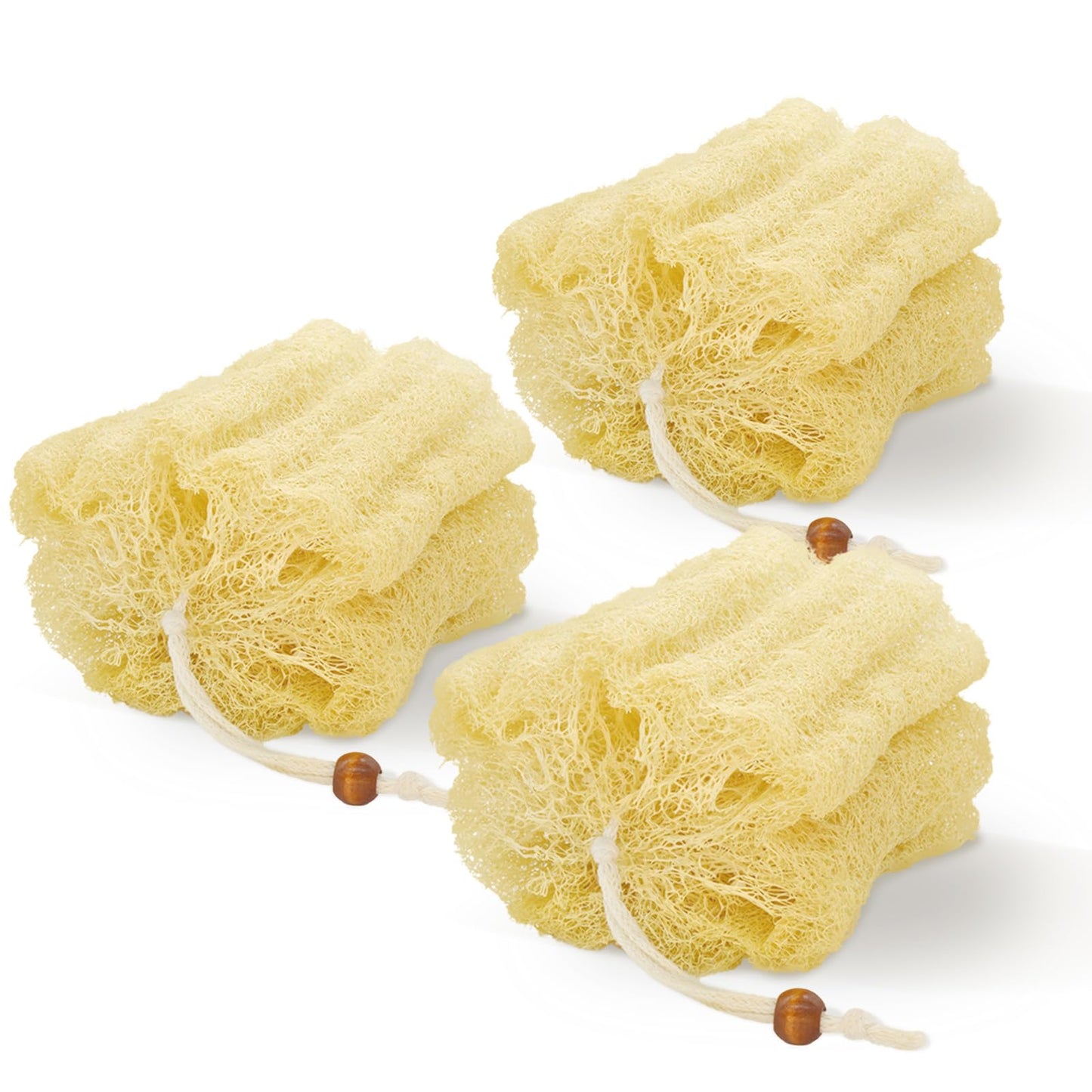 CROVIN Natural Shower Loofah Sponge Body Scrubber Pad that Leaves Your Body a Clean Scrubbed Feeling, Sweeping Dead Skin Cells Effectively as A Skin Exfoliator - 3 Count (1 Pack)