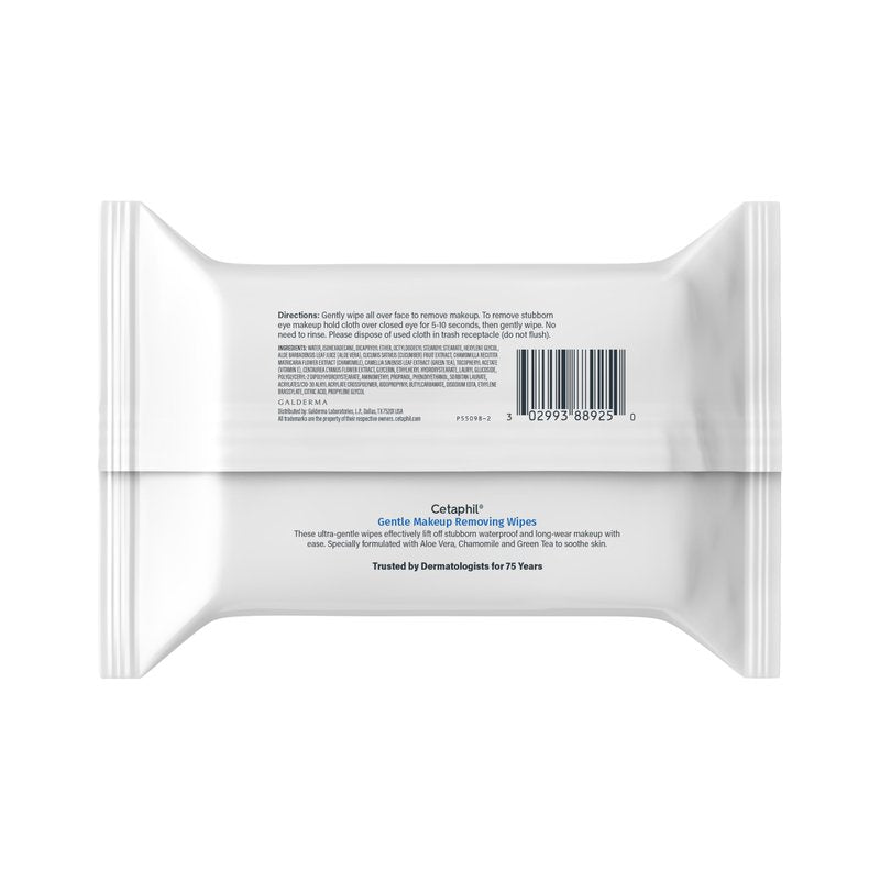 Cetaphil Gentle Makeup Removing Face Wipes, Daily Cleansing Facial Towelettes Gently Remove Makeup, Fragrance and Alcohol Free, 25 Count