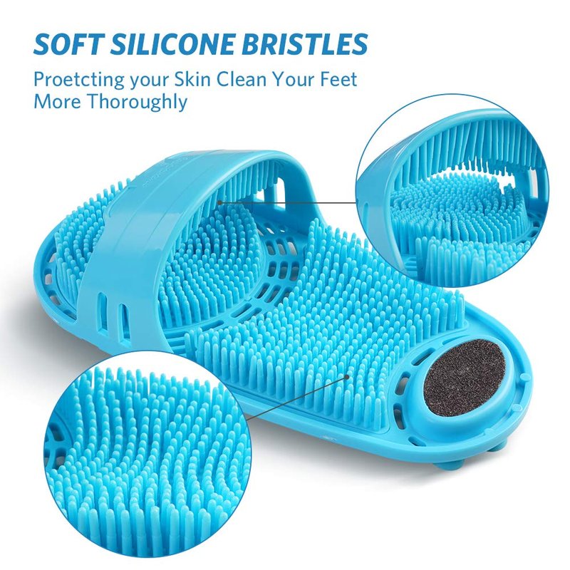 meidong Silicone Shower Foot Scrubber Personal Foot Massage and Cleaning, Non-Slip Foot Scrubber for Men and Women (1PCS Blue)