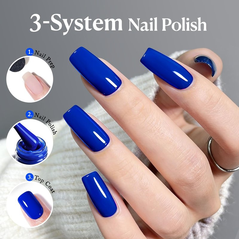 AZUREBEAUTY Navy Blue Nail Polish – Quick Dry, Long-Lasting, Natural Royal Blue Glossy Finish for DIY Manicure & Nail Art, Salon Quality for Women 0.34Oz