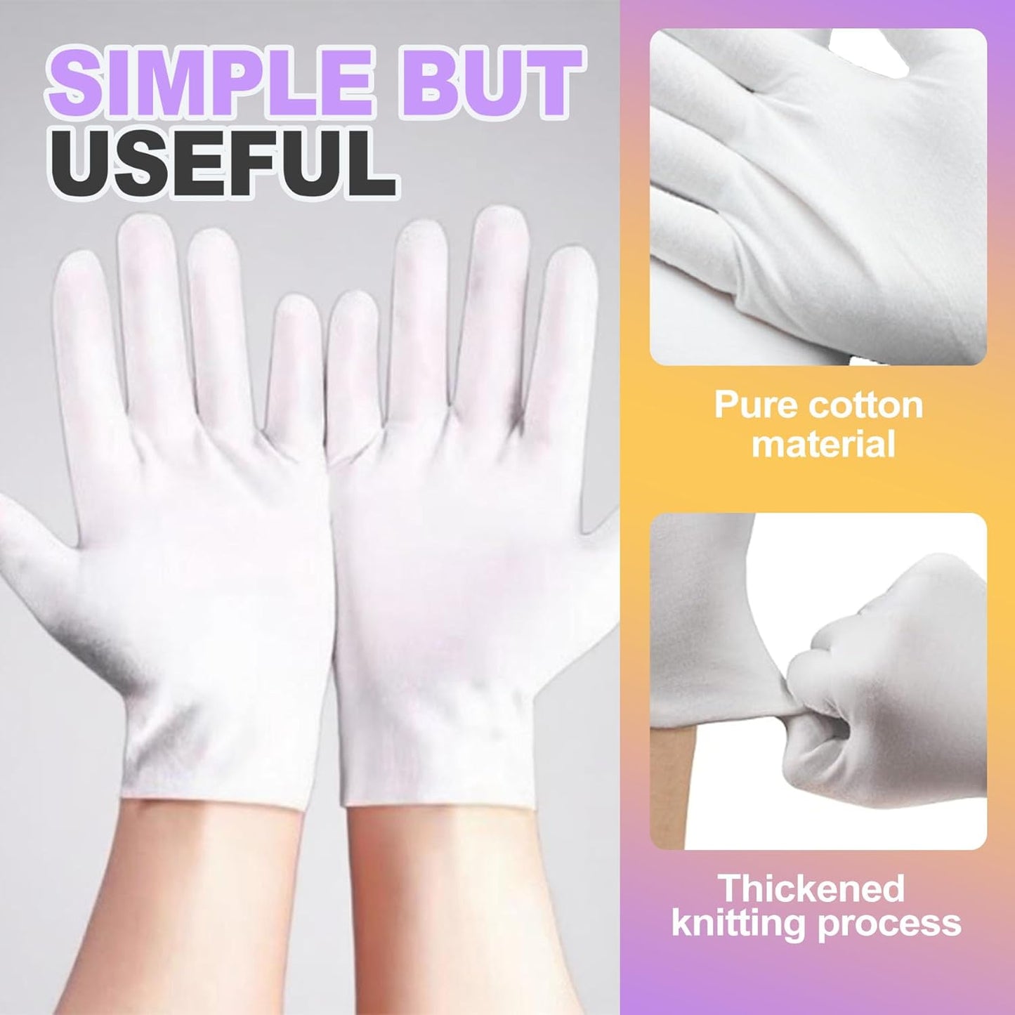 White Cotton Gloves - Soft Dust-Free Hand Protection for Art, Crafting & Coin Handling | 6 Pairs