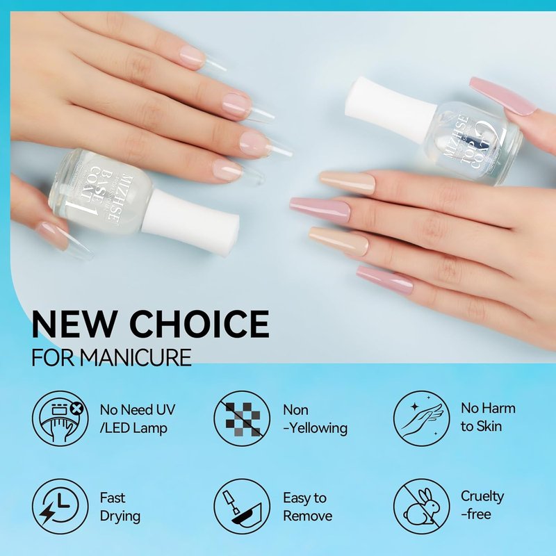 MIZHSE Quick Dry Base & Top Coat Nail Polish - 15ml High-Gloss Protective Finish for Long-Lasting Manicure
