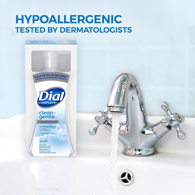 Dial Complete Antibacterial Foaming Hand Wash - Fragrance-Free, 7.5 fl oz | 8 Count Case