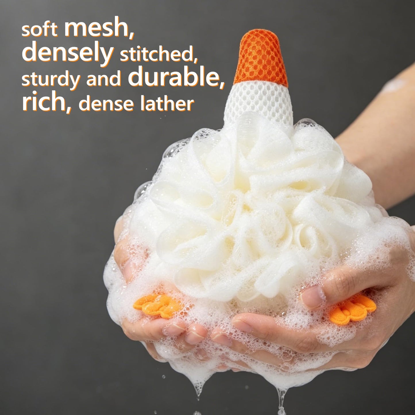 Kids Loofah, Cute Cartoon Animal Kids Bath Sponge with Hanging Rope, Soft Double Mesh for Rich Lather