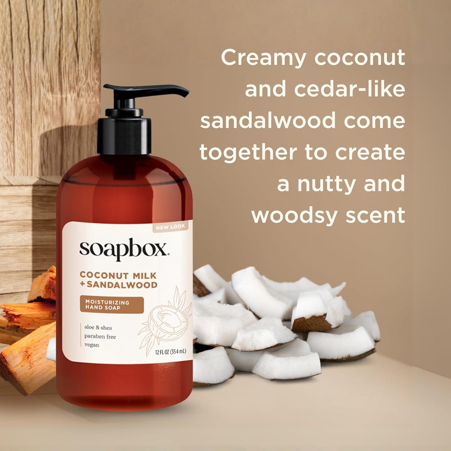 Soapbox Coconut Milk & Sandalwood Liquid Hand Soap - Moisturizing Gentle Cleanser | 3 Pack, Clean Ingredients