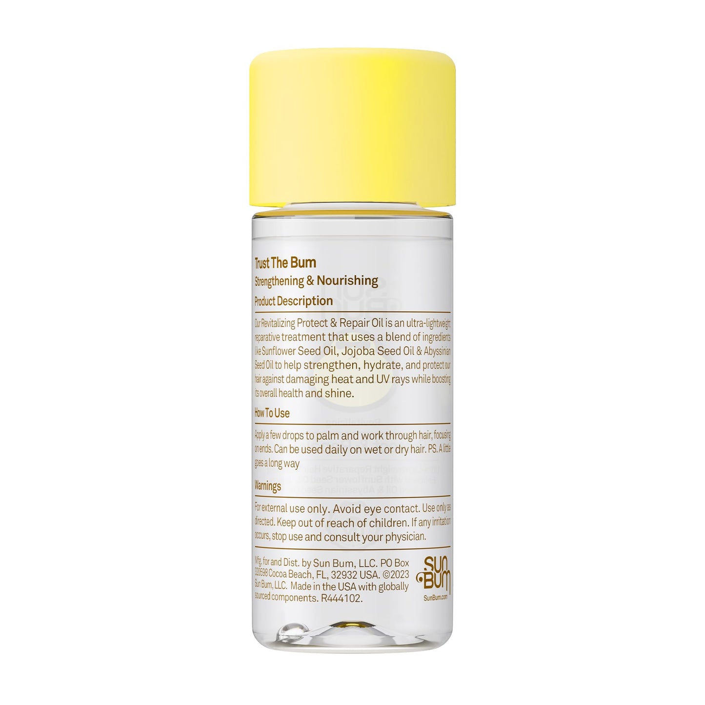 Sun Bum Revitalizing Protect and Repair Hair Oil - Light-weight Hair Care Treatment - Strengthen and Hydrates - UV Protection against Heat Damage and Sun Rays - Enriched with Jojoba Oil - 1.7 oz