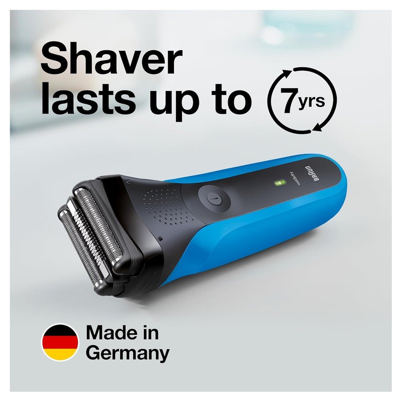 Electric Shaver for Men - Series 3 3010s Wet & Dry Rechargeable Razor | Blue