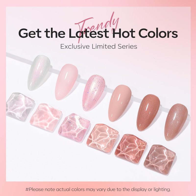 modelones Gel Nail Polish Set 6 Colors Nude Pink Glitter Gel Nail Polish Neutral Pearl White Pink Shimmer Skin Tone Soak Off LED Bubble Bath Collection Nail Art DIY Salon All Seasons Gift For Women