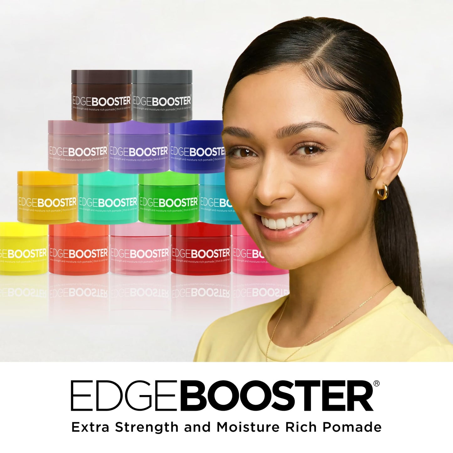 Style Factor Edge Booster Extra Strength & Moisture Rich Pomade | Strong Hold Edge Control Gel for Thick & Coarse Hair | High Shine, Non-Greasy Styling | Violet Crystal, 3.38 oz